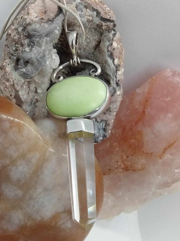 Chrysoprase & Quartz Pendant