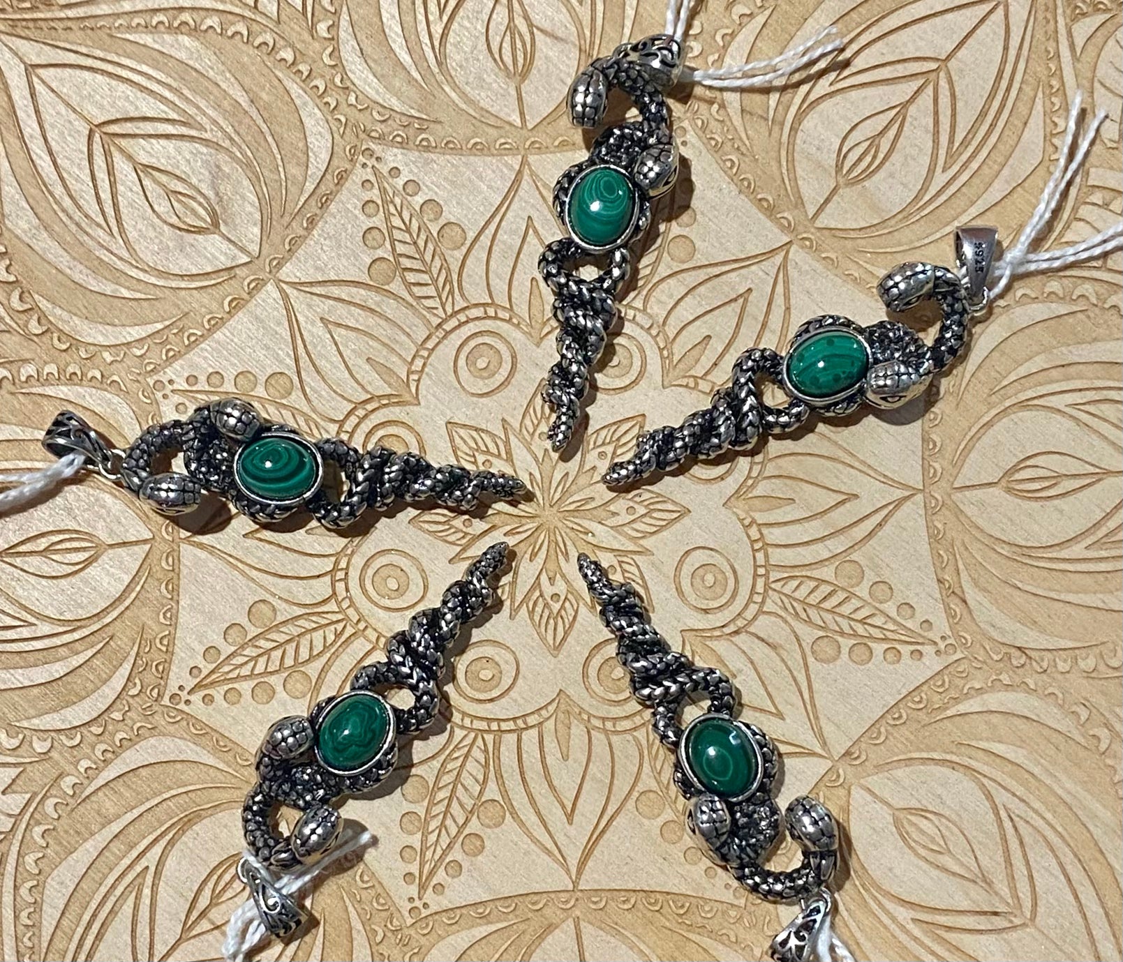 Malachite snake pendant