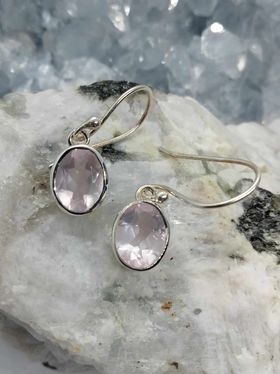 Rose Quartz Faceted Earrings