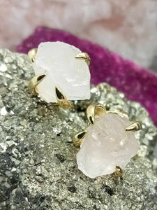 Rose Quartz Raw Studs