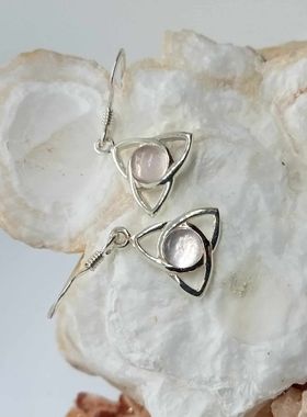 Rose Quartz Triqueta Earrings