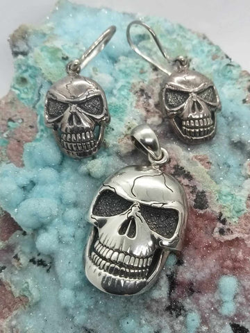 Skull Earrings & Pendant Set