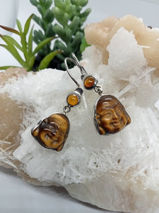 Tiger Eye Buddha Earrings