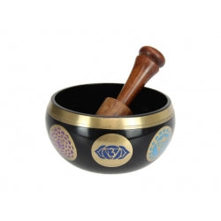 Black Tibetan Singing Bowl with 7 Chakra Design