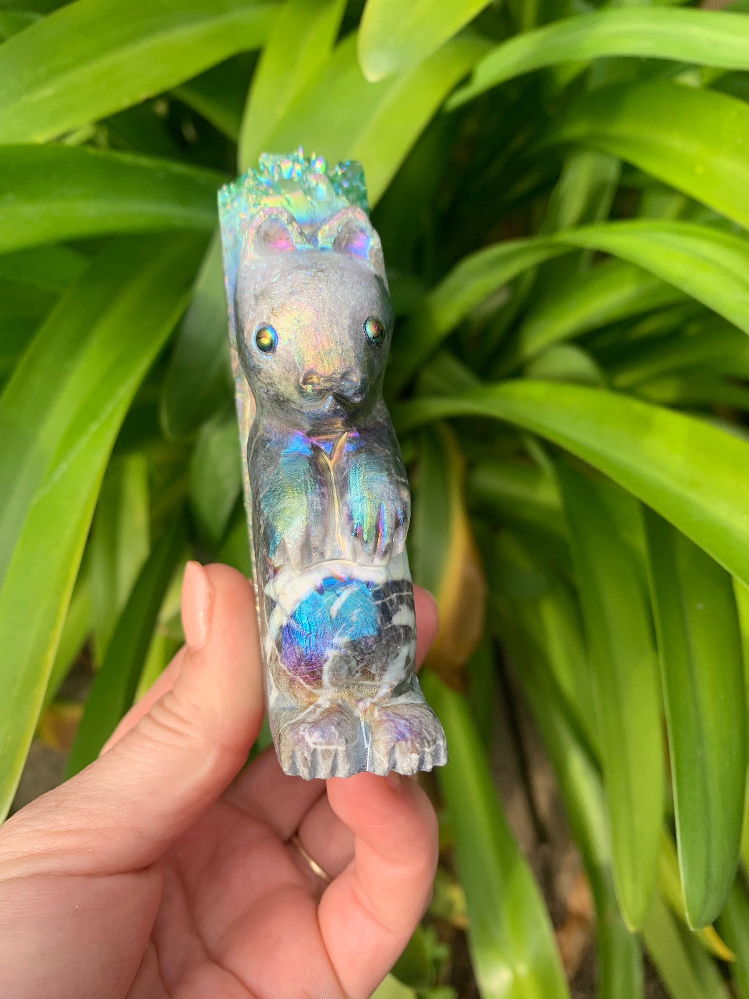 Titanium Aura Amethyst Squirrel