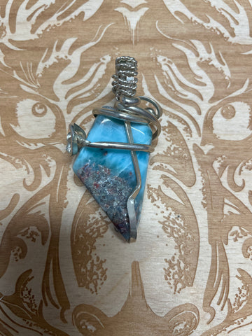 Larimar - Sterling Silver Wrapped Pendant